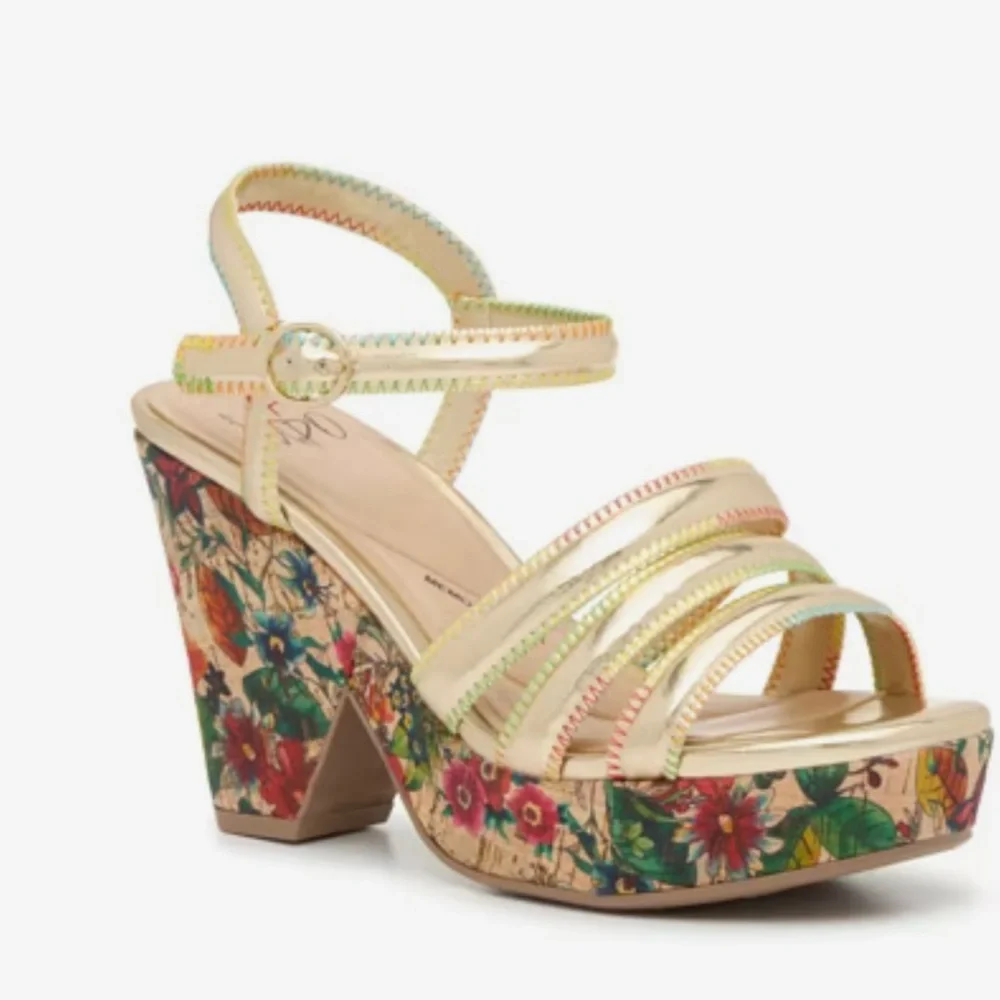 Impo Multicolor Floral Platform Sandals - Picture 1 of 12